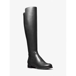 Michael Kors Britt Faux Leather Tall Knee High Riding Boots Black Size 8.5M $428